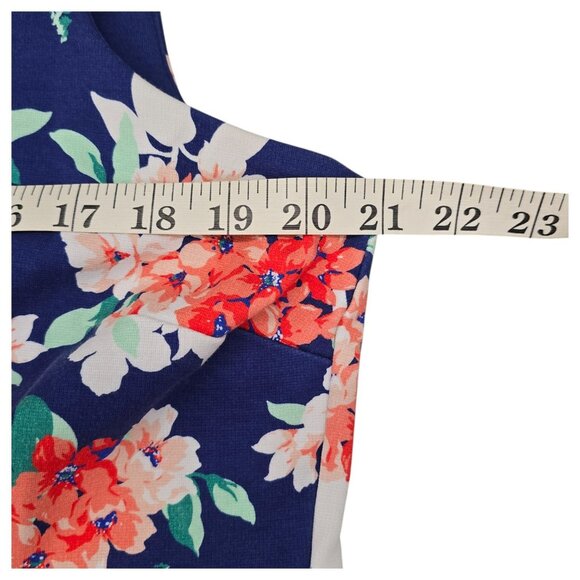 Lands End Women's Sleeveless Ponte Sheath Midi Dress Blue Floral Size 18W - Picture 16 of 16